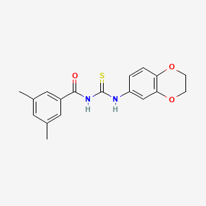 molecular formula C18H18N2O3S B5725266 N-[(2,3-dihydro-1,4-benzodioxin-6-ylamino)carbonothioyl]-3,5-dimethylbenzamide 