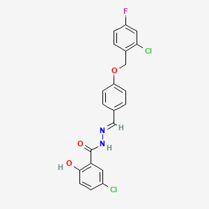 molecular formula C21H15Cl2FN2O3 B5725481 5-chloro-N'-{4-[(2-chloro-4-fluorobenzyl)oxy]benzylidene}-2-hydroxybenzohydrazide 
