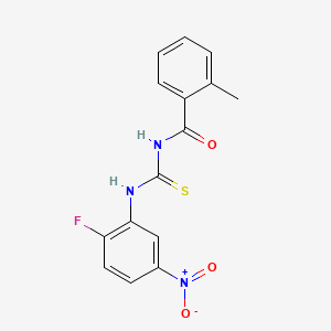 molecular formula C15H12FN3O3S B5725560 N-[(2-fluoro-5-nitrophenyl)carbamothioyl]-2-methylbenzamide 