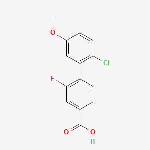 molecular formula C14H10ClFO3 B572559 2'-Chloro-2-fluoro-5'-methoxy-[1,1'-biphenyl]-4-carboxylic acid CAS No. 1261904-84-0