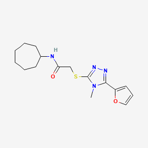 molecular formula C16H22N4O2S B5725613 N-cycloheptyl-2-{[5-(furan-2-yl)-4-methyl-4H-1,2,4-triazol-3-yl]sulfanyl}acetamide 