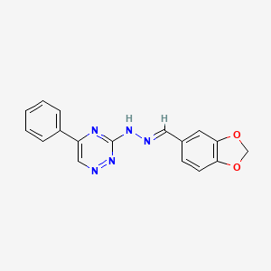 molecular formula C17H13N5O2 B5725644 N-[(E)-1,3-benzodioxol-5-ylmethylideneamino]-5-phenyl-1,2,4-triazin-3-amine 
