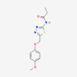 molecular formula C13H15N3O3S B5725681 N-[5-[(4-methoxyphenoxy)methyl]-1,3,4-thiadiazol-2-yl]propanamide 