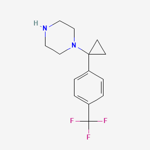 molecular formula C14H17F3N2 B572597 1-(1-(4-(Trifluoromethyl)phenyl)cyclopropyl)piperazine CAS No. 1245649-95-9