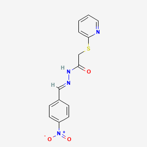 molecular formula C14H12N4O3S B5726256 N'-[(E)-(4-nitrophenyl)methylidene]-2-(pyridin-2-ylsulfanyl)acetohydrazide 
