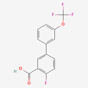 molecular formula C14H8F4O3 B572635 2-Fluoro-5-(3-trifluoromethoxyphenyl)benzoic acid CAS No. 1261864-95-2