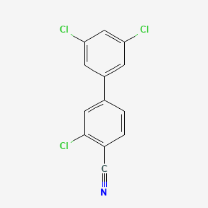 molecular formula C13H6Cl3N B572654 2-Chloro-4-(3,5-dichlorophenyl)benzonitrile CAS No. 1355246-88-6