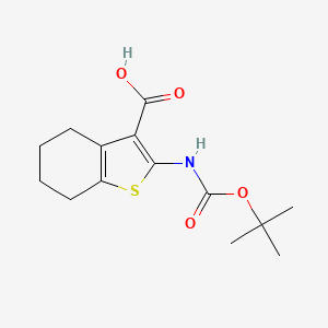 molecular formula C14H19NO4S B572666 2-((tert-Butoxycarbonyl)amino)-4,5,6,7-tetrahydrobenzo[b]thiophene-3-carboxylic acid CAS No. 1240361-06-1
