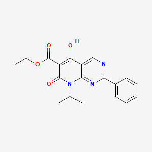 molecular formula C19H19N3O4 B572669 Ethyl 5-hydroxy-8-isopropyl-7-oxo-2-phenyl-7,8-dihydropyrido[2,3-d]pyrimidine-6-carboxylate CAS No. 1253790-73-6
