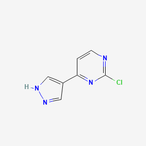 molecular formula C7H5ClN4 B572670 2-chloro-4-(1H-pyrazol-4-yl)pyrimidine CAS No. 1206679-17-5