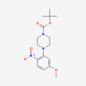 molecular formula C16H23N3O5 B572672 3-(4-BOC-piperazino)-4-nitroanisole CAS No. 1215205-93-8