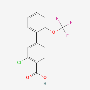 molecular formula C14H8ClF3O3 B572674 2-Chloro-4-[2-(trifluoromethoxy)phenyl]benzoic acid CAS No. 1261840-24-7