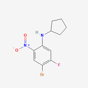molecular formula C11H12BrFN2O2 B572677 4-Bromo-N-cyclopentyl-5-fluoro-2-nitroaniline CAS No. 1365272-50-9