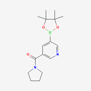 molecular formula C16H23BN2O3 B572695 Pyrrolidin-1-yl(5-(4,4,5,5-tetramethyl-1,3,2-dioxaborolan-2-yl)pyridin-3-yl)methanone CAS No. 1218790-21-6