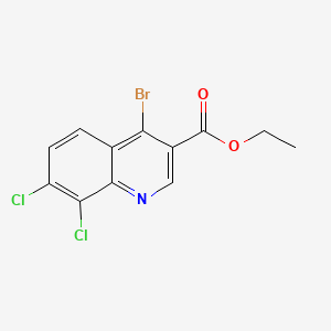 molecular formula C12H8BrCl2NO2 B572728 Ethyl 4-bromo-7,8-dichloroquinoline-3-carboxylate CAS No. 1242260-81-6