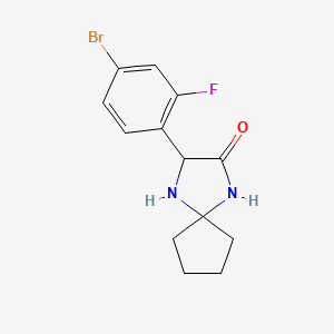 molecular formula C13H14BrFN2O B572735 3-(4-Bromo-2-fluorophenyl)-1,4-diazaspiro[4.4]nonan-2-one CAS No. 1272755-90-4