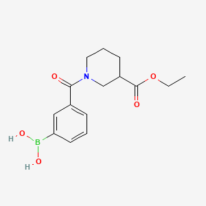 molecular formula C15H20BNO5 B572737 (3-(3-(Ethoxycarbonyl)piperidine-1-carbonyl)phenyl)boronic acid CAS No. 1218790-81-8