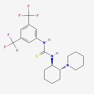 molecular formula C20H25F6N3S B572738 N-[3,5-Bis(trifluoromethyl)phenyl]-N'-[(1R,2R)-2-(1-piperidinyl)cyclohexyl]thiourea CAS No. 1289514-24-4