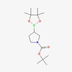 molecular formula C15H28BNO4 B572757 Tert-butyl 3-(4,4,5,5-tetramethyl-1,3,2-dioxaborolan-2-yl)pyrrolidine-1-carboxylate CAS No. 1312712-22-3