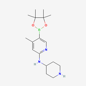 molecular formula C17H28BN3O2 B572762 4-Methyl-n-(piperidin-4-yl)-5-(4,4,5,5-tetramethyl-1,3,2-dioxaborolan-2-yl)pyridin-2-amine CAS No. 1351995-08-8