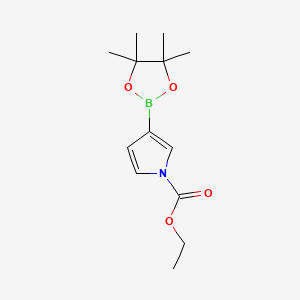 molecular formula C13H20BNO4 B572774 Ethyl 3-(4,4,5,5-tetramethyl-1,3,2-dioxaborolan-2-yl)-1H-pyrrole-1-carboxylate CAS No. 1256360-06-1