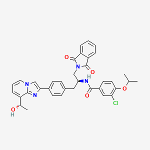 molecular formula C36H33ClN4O5 B572784 3-chloro-N-((S)-1-(1,3-dioxoisoindolin-2-yl)-3-(4-(8-((S)-1-hydroxyethyl)imidazo[1,2-a]pyridin-2-yl)phenyl)propan-2-yl)-4-isopropoxybenzaMide CAS No. 1240137-67-0