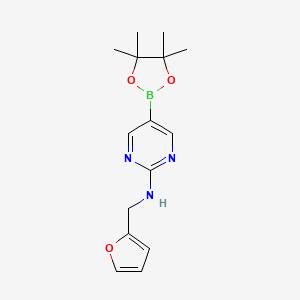 molecular formula C15H20BN3O3 B572794 N-(Furan-2-ylmethyl)-5-(4,4,5,5-tetramethyl-1,3,2-dioxaborolan-2-yl)pyrimidin-2-amine CAS No. 1218790-00-1