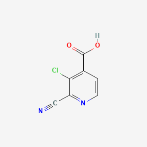 molecular formula C7H3ClN2O2 B572795 3-Chloro-2-cyanopyridine-4-carboxylic acid CAS No. 1256820-57-1