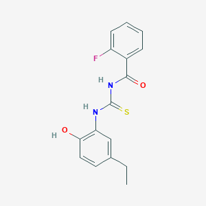 molecular formula C16H15FN2O2S B5728019 N-[(5-ethyl-2-hydroxyphenyl)carbamothioyl]-2-fluorobenzamide 