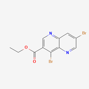 molecular formula C11H8Br2N2O2 B572814 Ethyl 4,7-dibromo-1,5-naphthyridine-3-carboxylate CAS No. 1257852-54-2