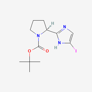 molecular formula C12H18IN3O2 B572823 (S)-叔丁基 2-(5-碘-1H-咪唑-2-基)吡咯烷-1-甲酸酯 CAS No. 1228552-62-2