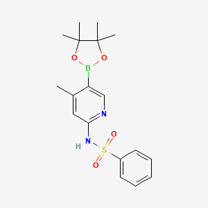 molecular formula C18H23BN2O4S B572824 n-(4-Methyl-5-(4,4,5,5-tetramethyl-1,3,2-dioxaborolan-2-yl)pyridin-2-yl)benzenesulfonamide CAS No. 1352414-70-0