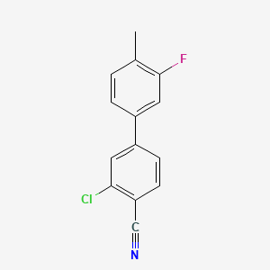 molecular formula C14H9ClFN B572832 2-Chloro-4-(3-fluoro-4-methylphenyl)benzonitrile CAS No. 1355247-63-0