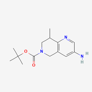 molecular formula C14H21N3O2 B572844 tert-butyl 3-amino-8-methyl-7,8-dihydro-1,6-naphthyridine-6(5H)-carboxylate CAS No. 1211517-79-1