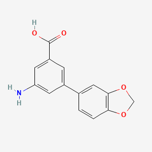 molecular formula C14H11NO4 B572848 3-氨基-5-(3,4-亚甲二氧基苯基)苯甲酸 CAS No. 1261906-95-9