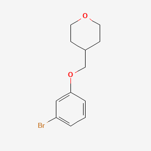 molecular formula C12H15BrO2 B572880 4-((3-Bromophenoxy)methyl)tetrahydro-2H-pyran CAS No. 1251337-10-6