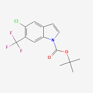 molecular formula C14H13ClF3NO2 B572887 1-Boc-5-Chloro-6-trifluoromethyl-1H-indole CAS No. 1209101-50-7