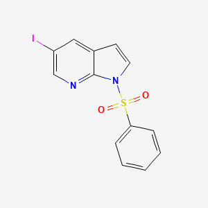 molecular formula C13H9IN2O2S B572889 1-Benzenesulfonyl-5-iodo-1H-pyrrolo[2,3-b]pyridine CAS No. 1227268-94-1