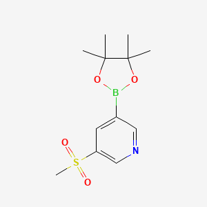 molecular formula C12H18BNO4S B572912 3-(Methylsulfonyl)-5-(4,4,5,5-tetramethyl-1,3,2-dioxaborolan-2-yl)pyridine CAS No. 1206641-26-0