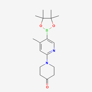 molecular formula C17H25BN2O3 B572915 1-(4-Methyl-5-(4,4,5,5-tetramethyl-1,3,2-dioxaborolan-2-yl)pyridin-2-yl)piperidin-4-one CAS No. 1352136-29-8