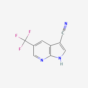 molecular formula C9H4F3N3 B572922 5-(Trifluoromethyl)-1H-pyrrolo[2,3-b]pyridine-3-carbonitrile CAS No. 1256807-20-1