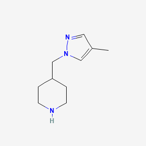molecular formula C10H17N3 B572927 4-[(4-methyl-1H-pyrazol-1-yl)methyl]piperidine CAS No. 1211465-56-3