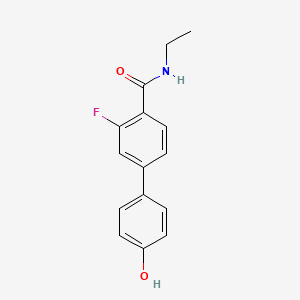 molecular formula C15H14FNO2 B572944 4-[4-(Ethylcarbamoyl)-3-fluorophenyl]phenol CAS No. 1261894-26-1