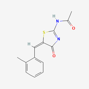 molecular formula C13H12N2O2S B5729809 N-[(5E)-5-[(2-methylphenyl)methylidene]-4-oxo-1,3-thiazol-2-yl]acetamide 