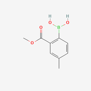 molecular formula C9H11BO4 B572987 (2-(Methoxycarbonyl)-4-methylphenyl)boronic acid CAS No. 1256355-43-7