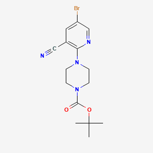molecular formula C15H19BrN4O2 B572990 Tert-butyl 4-(5-bromo-3-cyanopyridin-2-yl)piperazine-1-carboxylate CAS No. 1269492-47-8