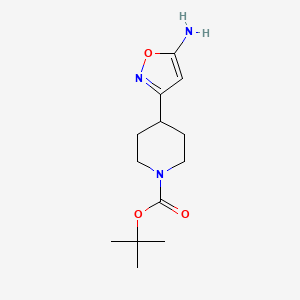 molecular formula C13H21N3O3 B572996 叔丁基-4-(5-氨基异恶唑-3-基)哌啶-1-甲酸酯 CAS No. 1253789-76-2
