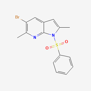 molecular formula C15H13BrN2O2S B573008 5-Bromo-2,6-dimethyl-1-(phenylsulfonyl)-1H-pyrrolo[2,3-b]pyridine CAS No. 1227270-91-8