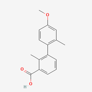 molecular formula C16H16O3 B573036 3-(4-Methoxy-2-methylphenyl)-2-methylbenzoic acid CAS No. 1261899-37-9