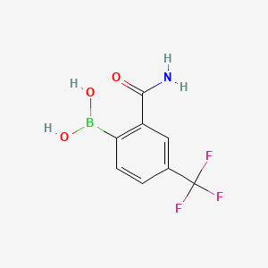 molecular formula C8H7BF3NO3 B573054 2-Carbamoyl-4-(trifluoromethyl)phenylboronic acid CAS No. 1218790-55-6